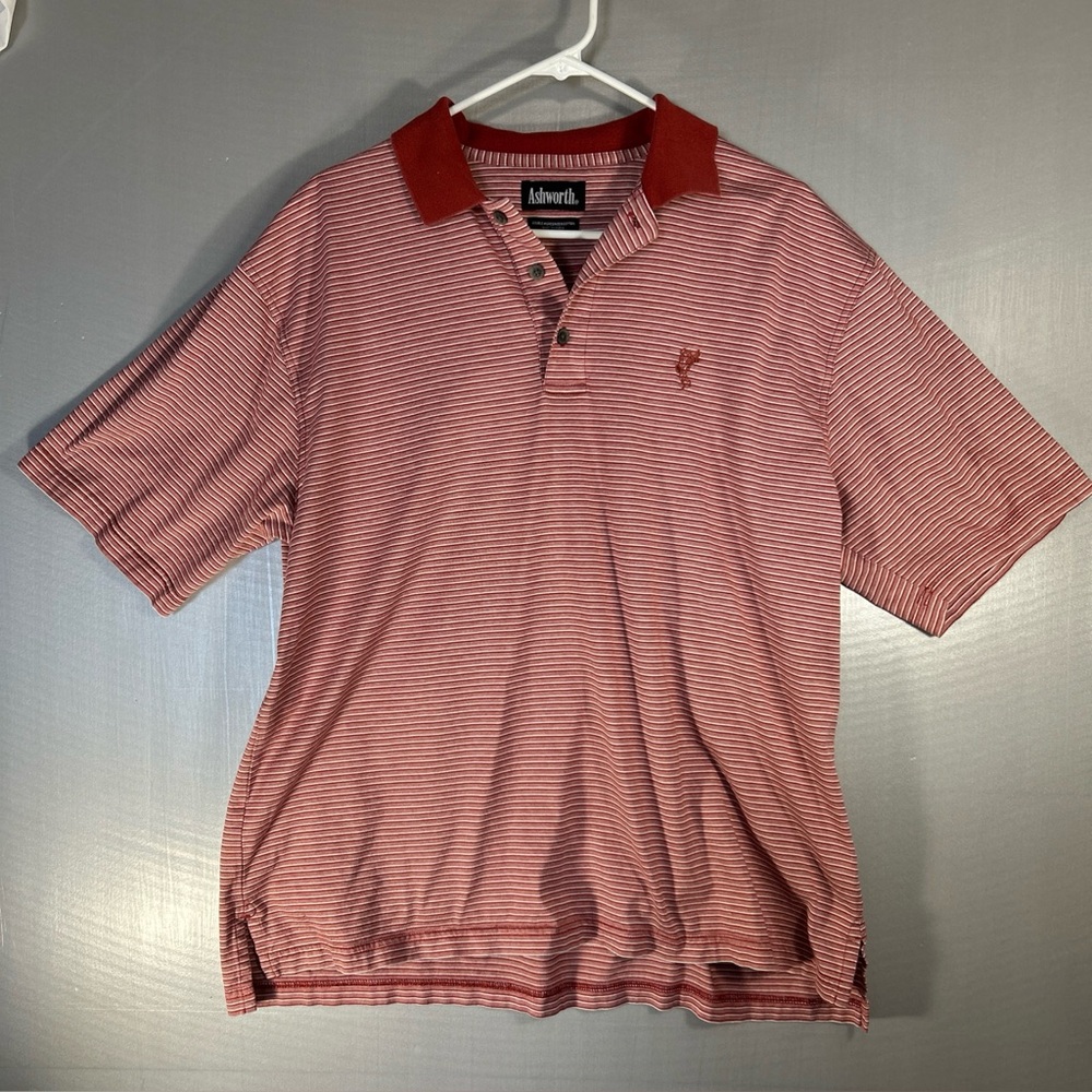 ASHWORTH SOFT STRETCH GOLF SHIRT MENS MEDIUM COLLARD POLO BURNT ORANGE